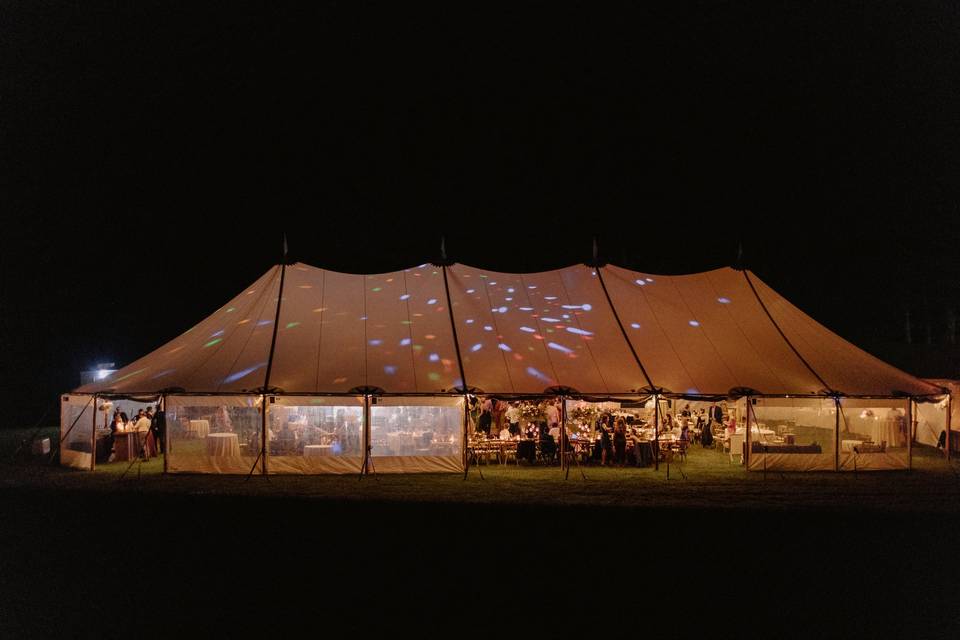 Wedding tent at night