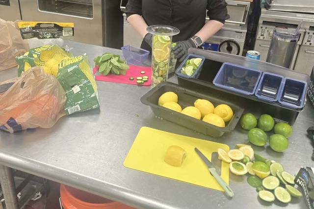 Brianna prepping fruit