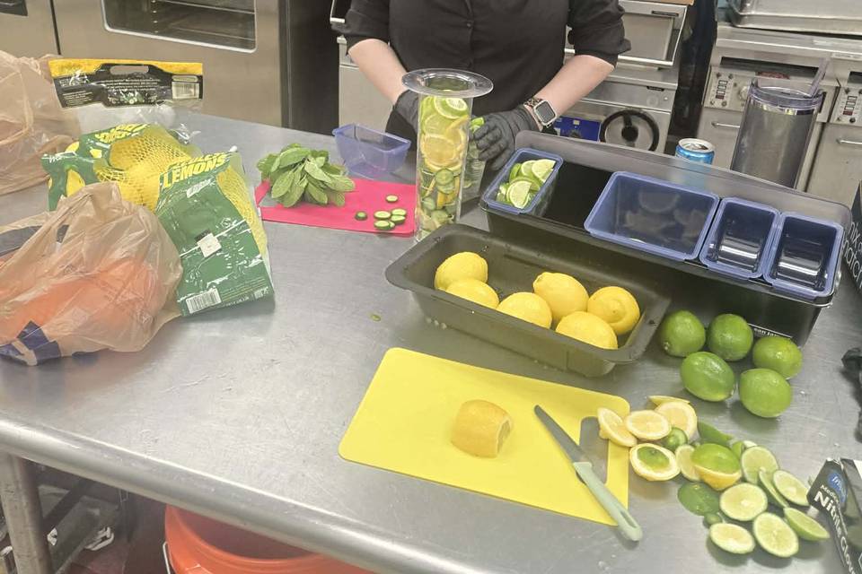 Brianna prepping fruit