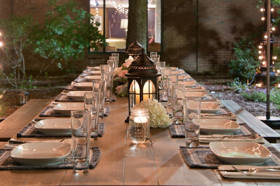 Table setup in Courtyard