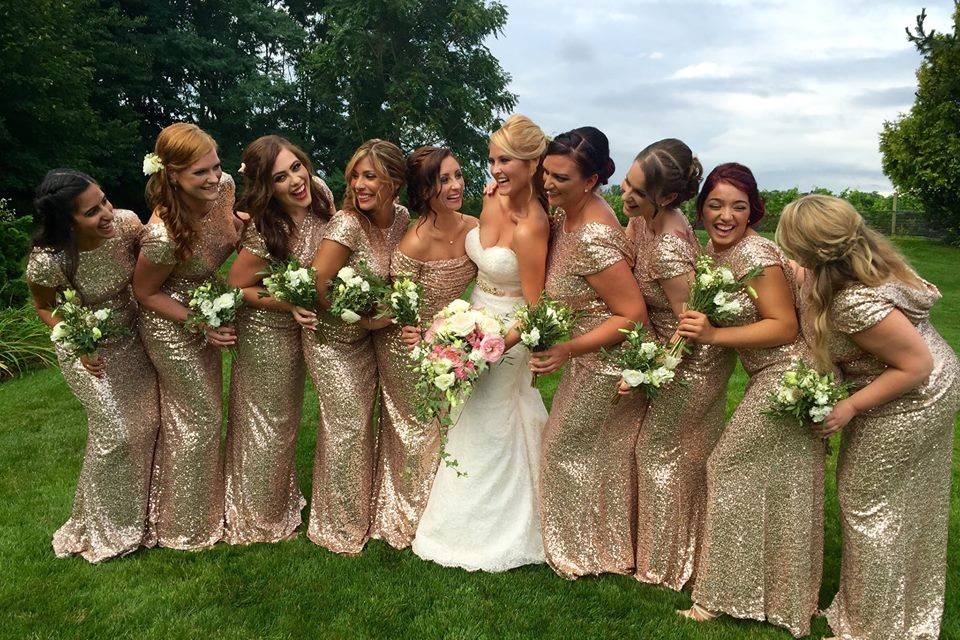 Bride and her bridesmaids