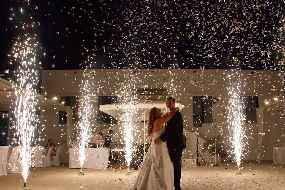 Sparkler first dance outdoors