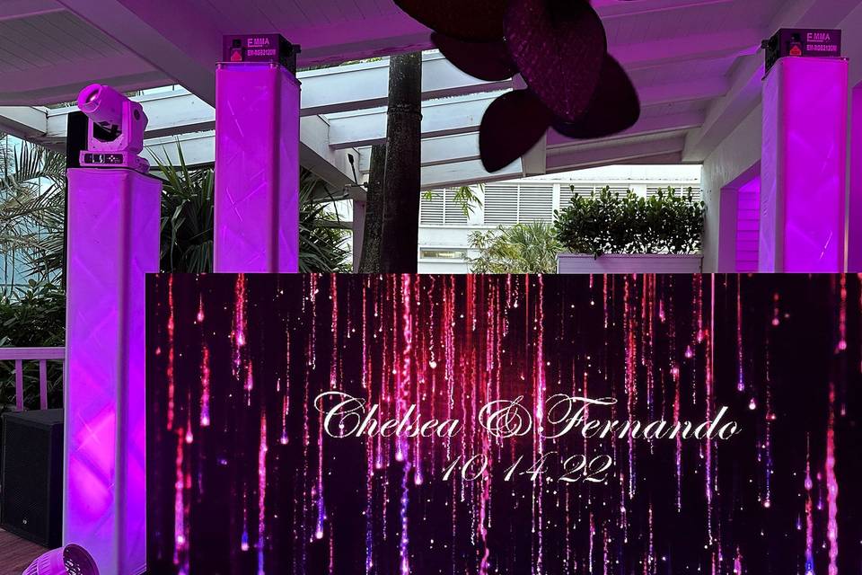 LED wall and purple uplighting