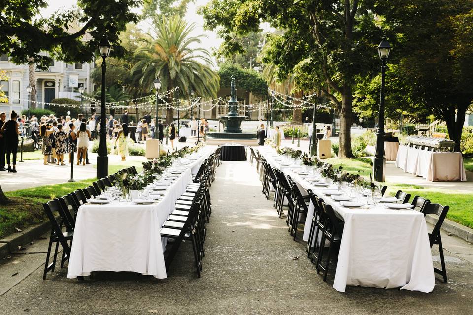 Outdoor wedding reception