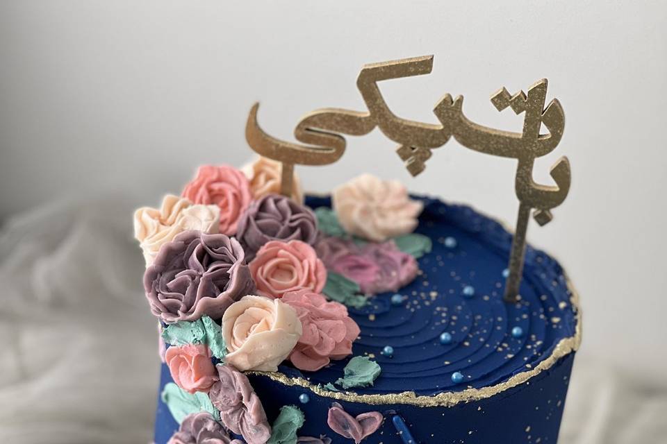 Floral engagement cake