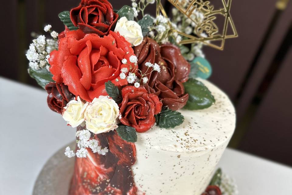 Hand piped red florals