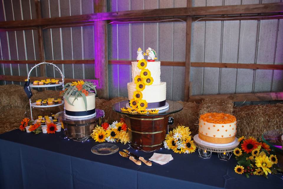 Dessert table in the barn