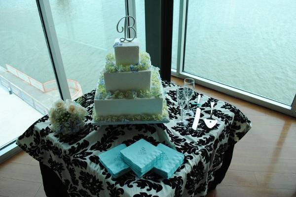 Multiple layered wedding cake