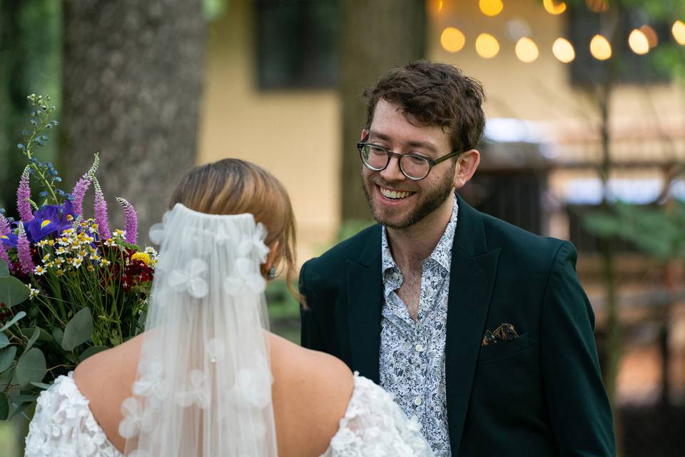 Groom's reaction at First Look