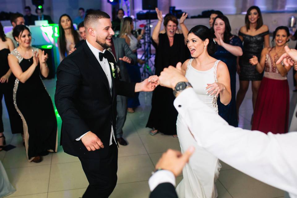 Newlyweds dancing