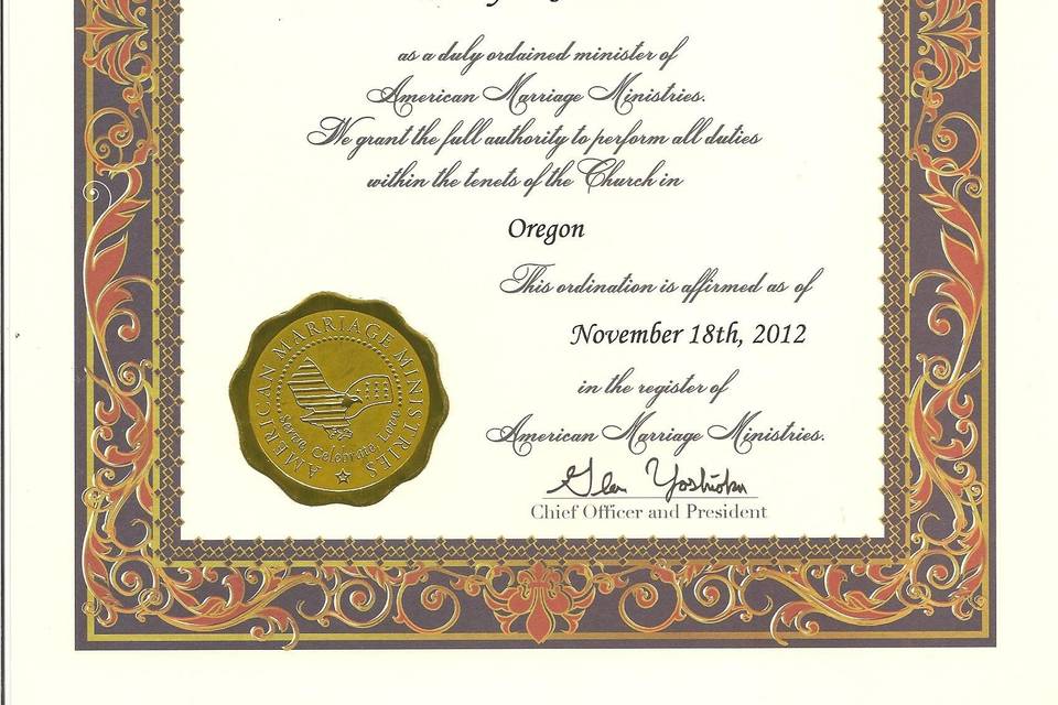 Sherry Johnston Ordained Minister