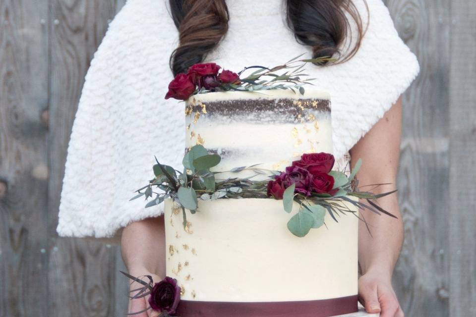 Fall theme wedding cake