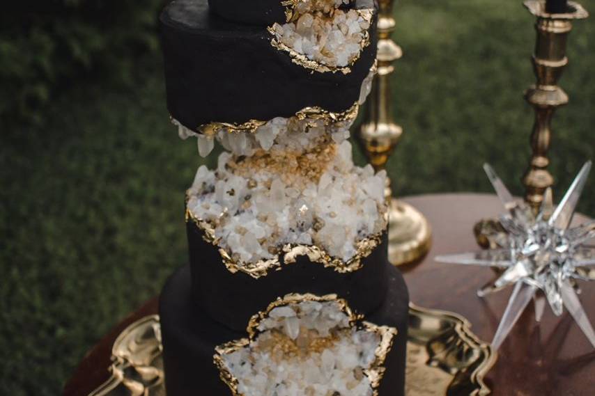 Fancy black wedding cake