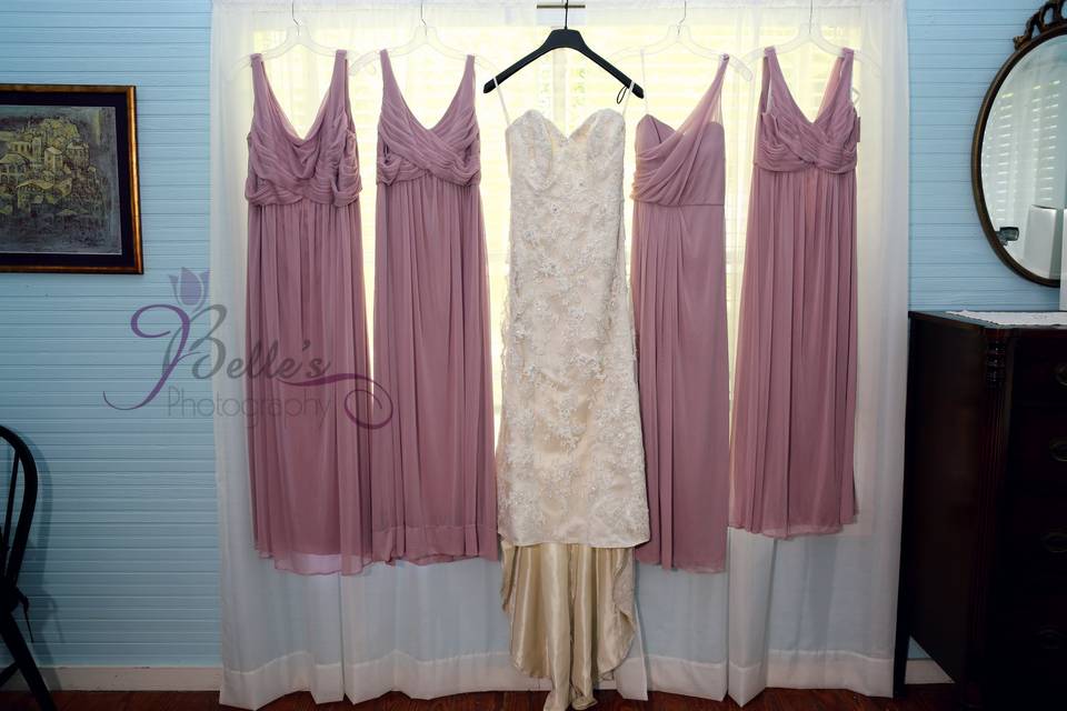 Dresses hanging