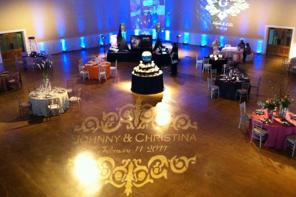 After wedding lighting at Elk Grove Event Center.