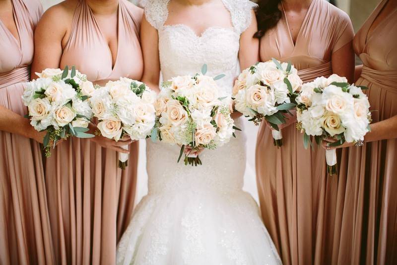 Bride with her bridesmaids