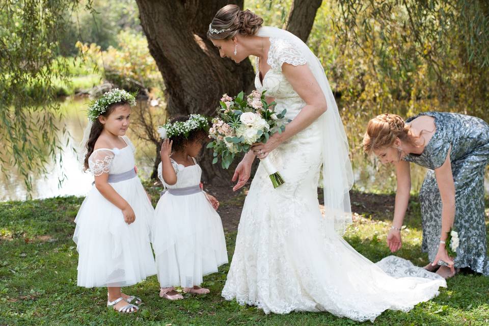 Bride with her flower girls