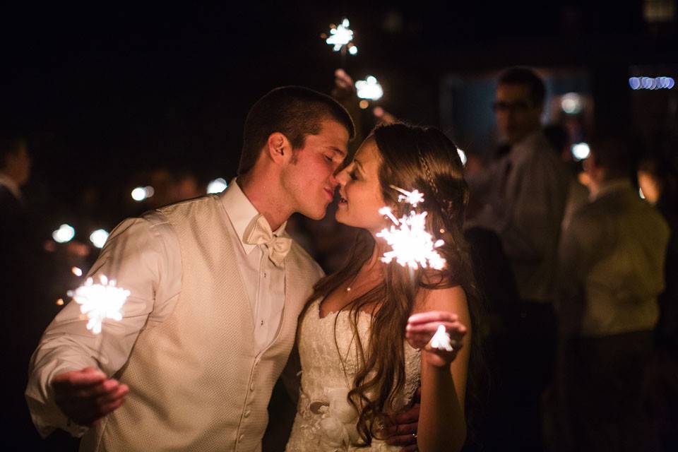Sparklers to celebrate the couple