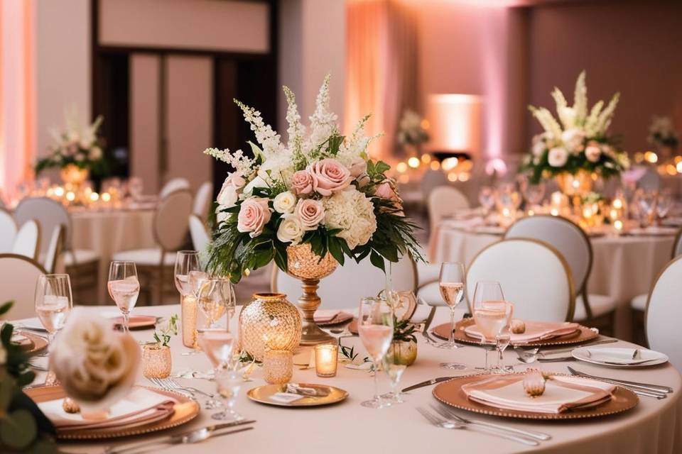 Table set up with flowers