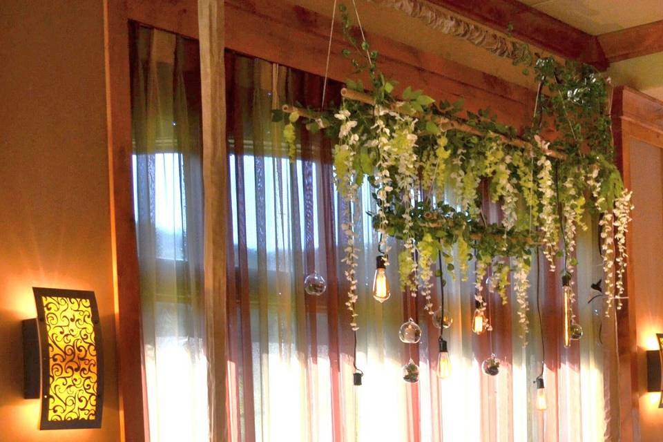 Bamboo trellis chandelier