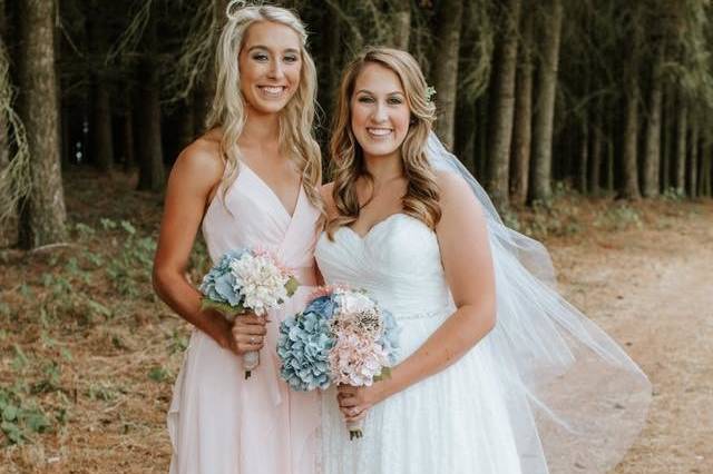 Bride and bridesmaid