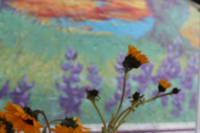 Sunflowers on flower stand