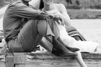 Bride and groom on the pier