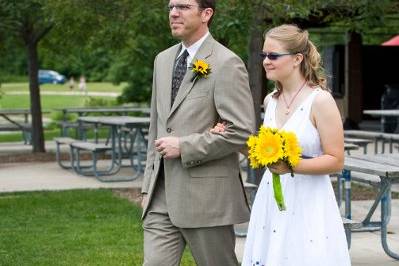 Bride & groom approach