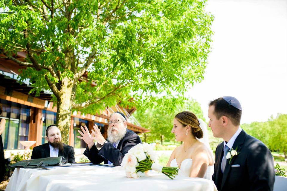 Signing the ketubah on the north patio