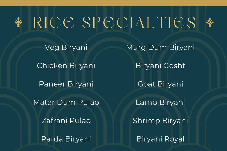 SPECIALTIES MENU