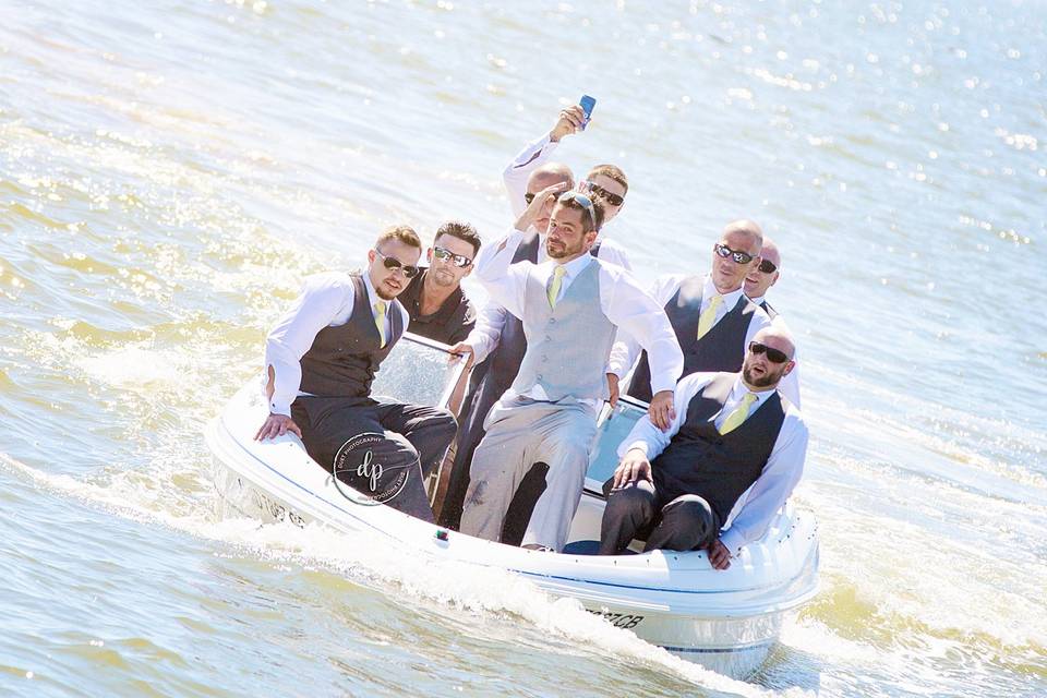 Grooms arrival by boat