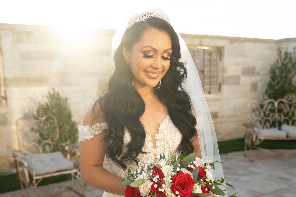 Bride and her bouquet