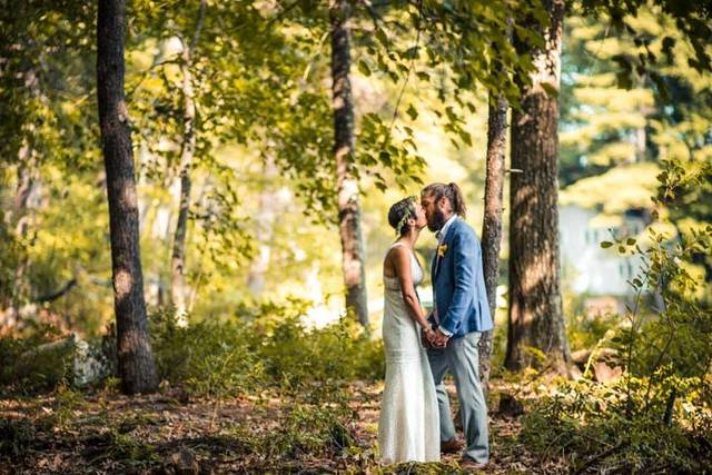 Newly wed photos by the water.  With the reflection of the water