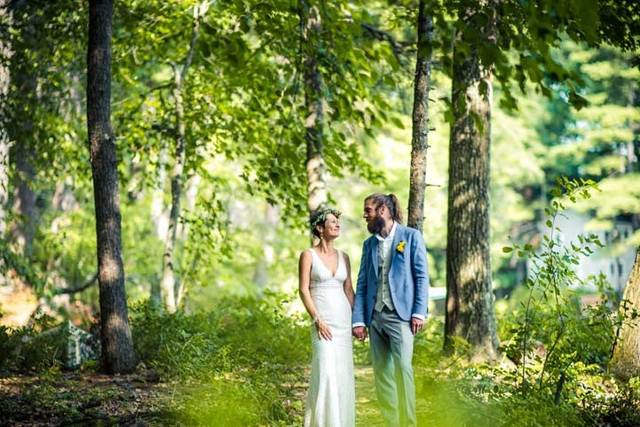 Reflection of wedding photos