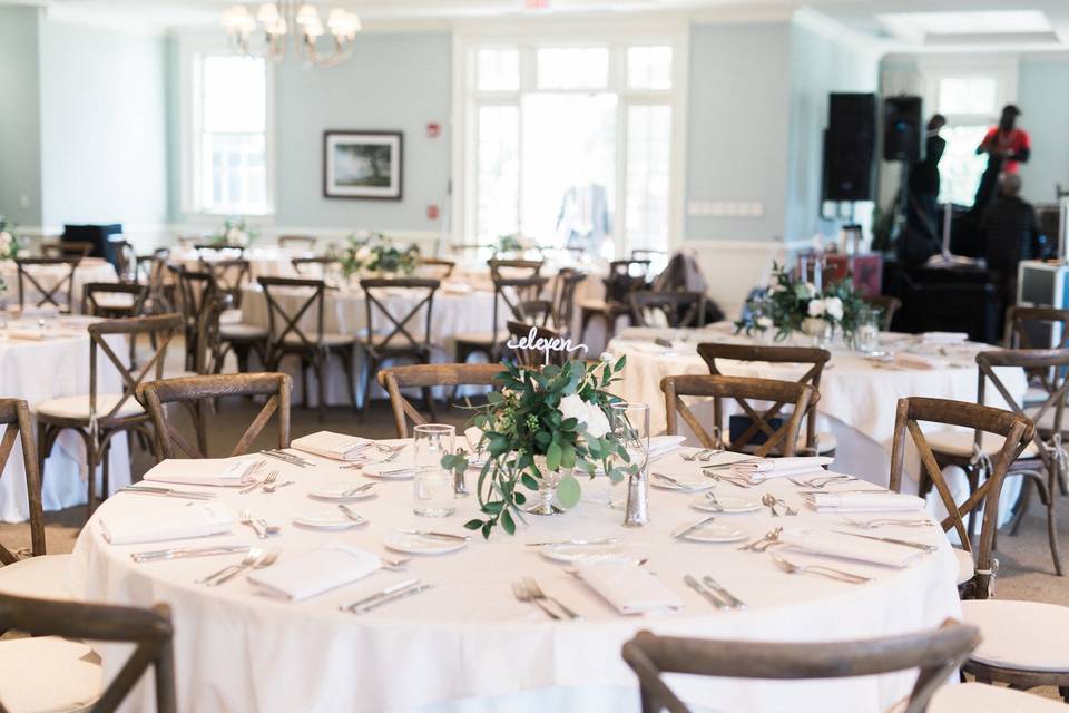 Table setup with centerpiece