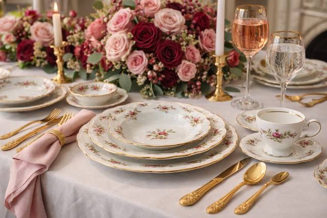 Romantic pink table setting