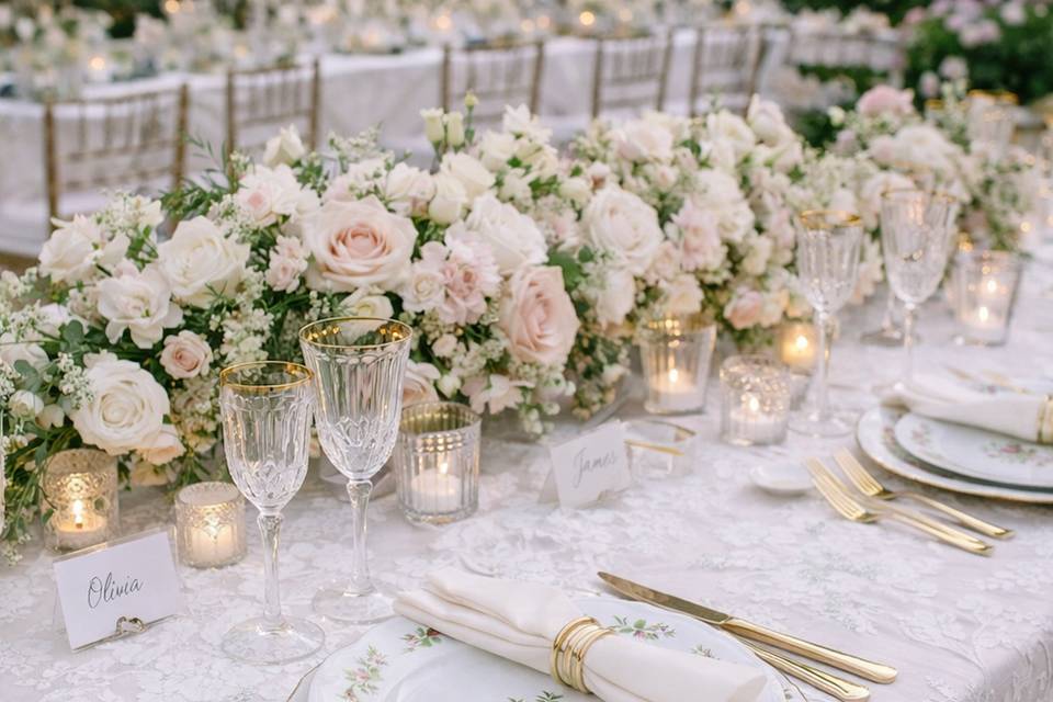 Elegant white table setting