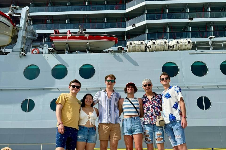 Group standing by Cruise Ship
