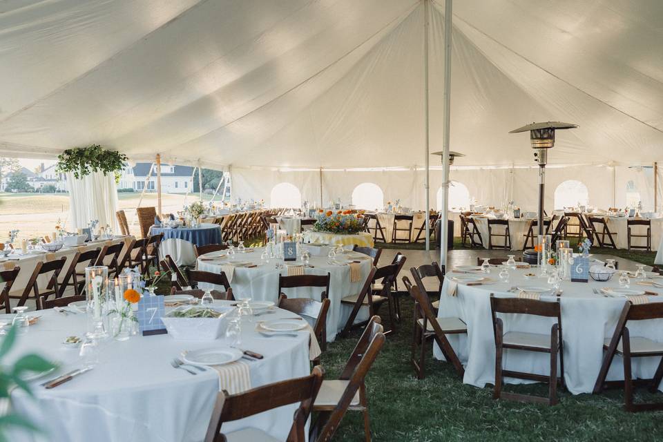 Inside one of our tents