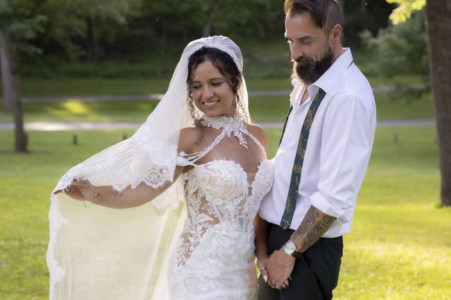 Bride and Groom Beautiful Veil