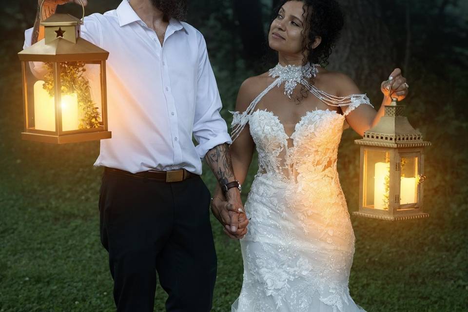 Bride and Groom Beautiful Veil