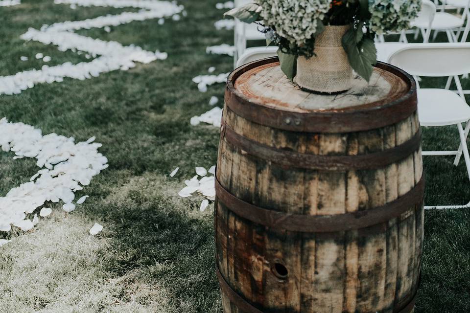 Rustic wedding setup