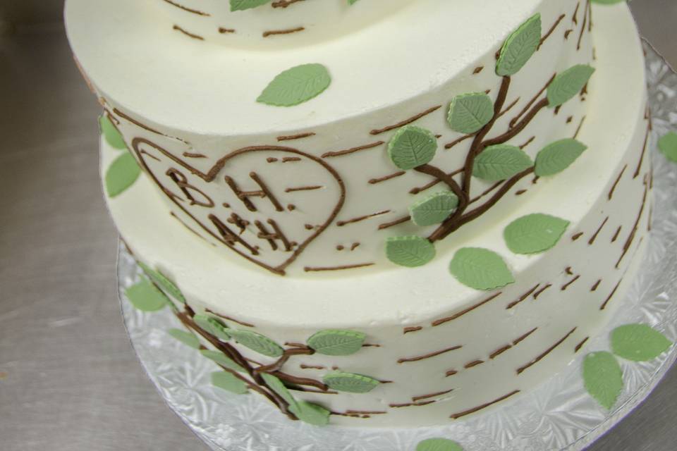 Tree themed wedding cake