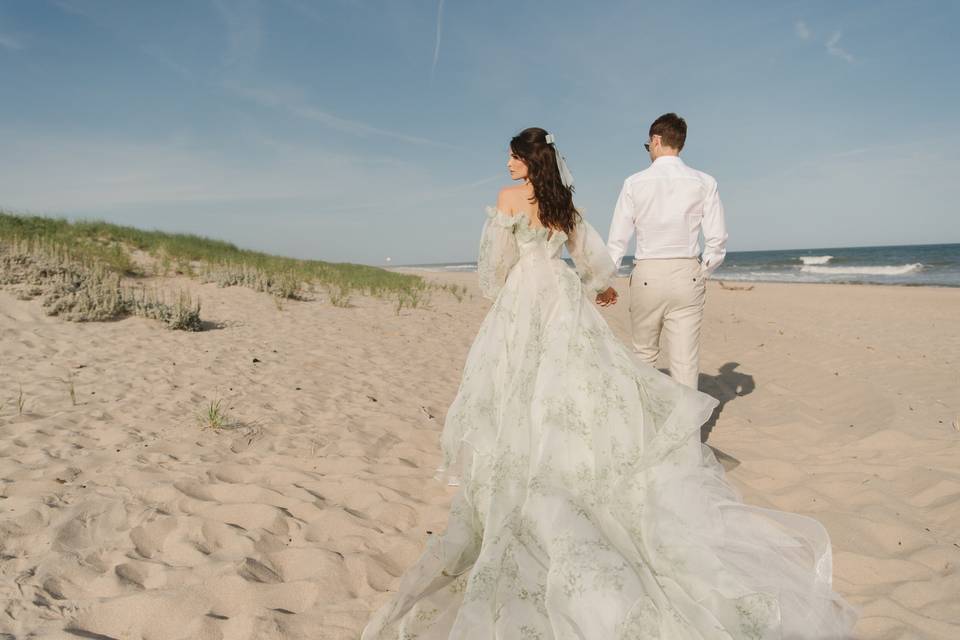 Bride and Groom on the beach.