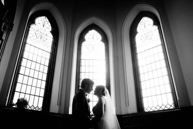 Bride and groom in church