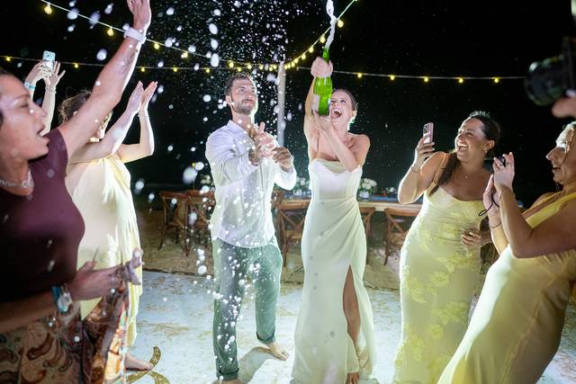 Champagne wedding celebration