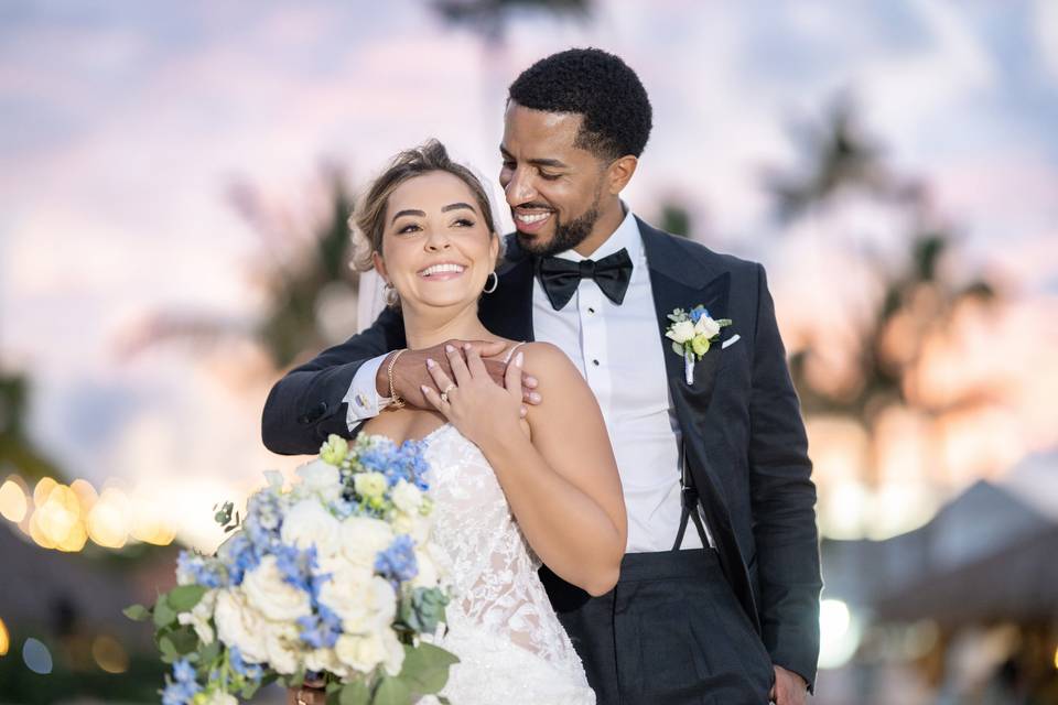 Elegant beach wedding portrait