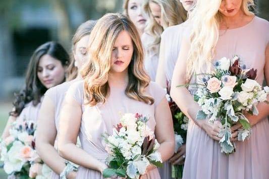 The bride with her bridesmaids