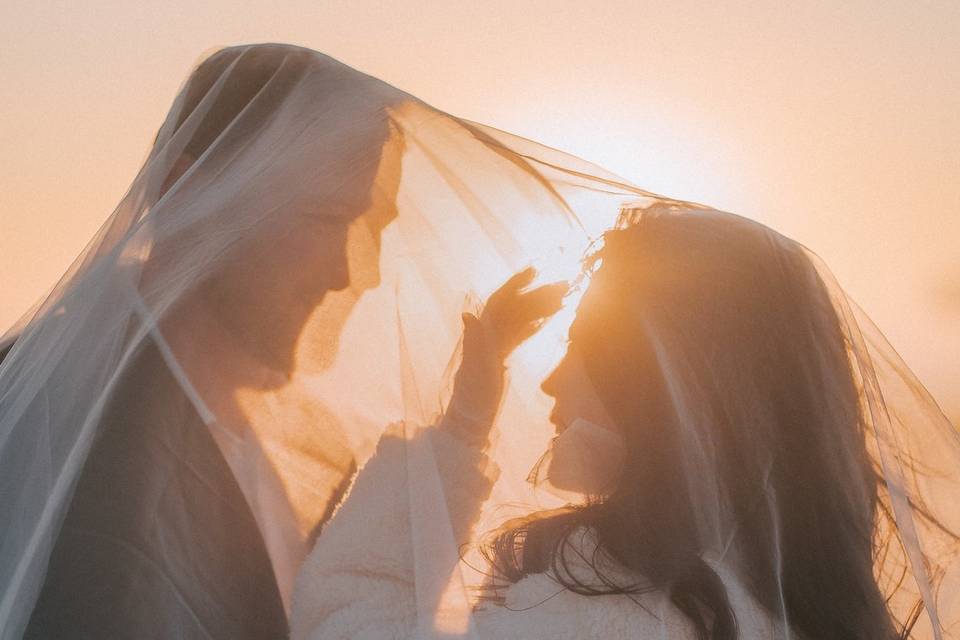 Sunset wedding portraits