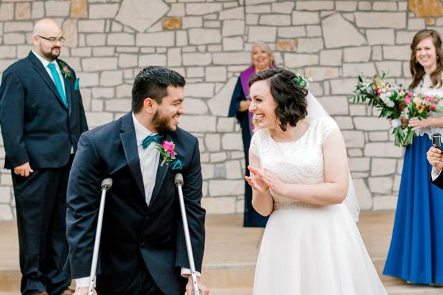 Newlyweds leaving their ceremony